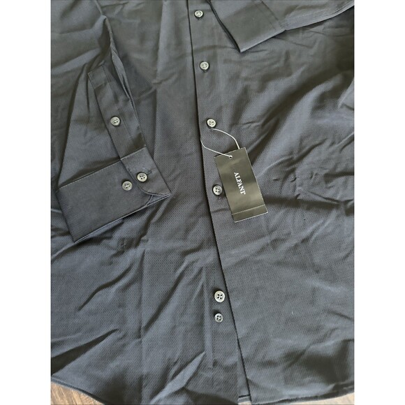 Alfani Men's Regular Fit Travel Ready Solid Dress Shirt Black 16-16.5/32-33 - Picture 3 of 7